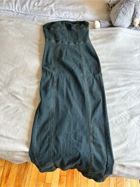SHEIN Dark Denim Strapless Maxi Dress